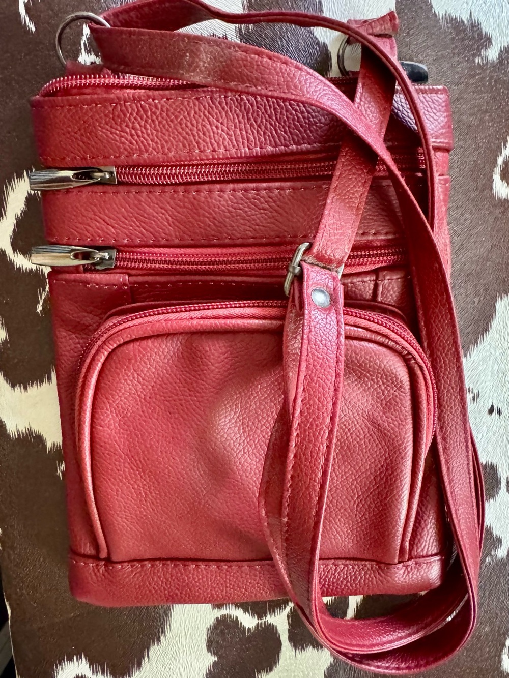 Red Crossbody Shoulder Bag - Women's Casual Leatherette Purse